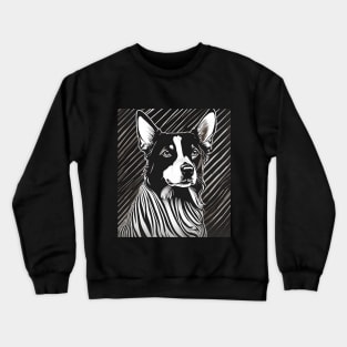 Bernese Dog Face Portrait-Black & White Crewneck Sweatshirt